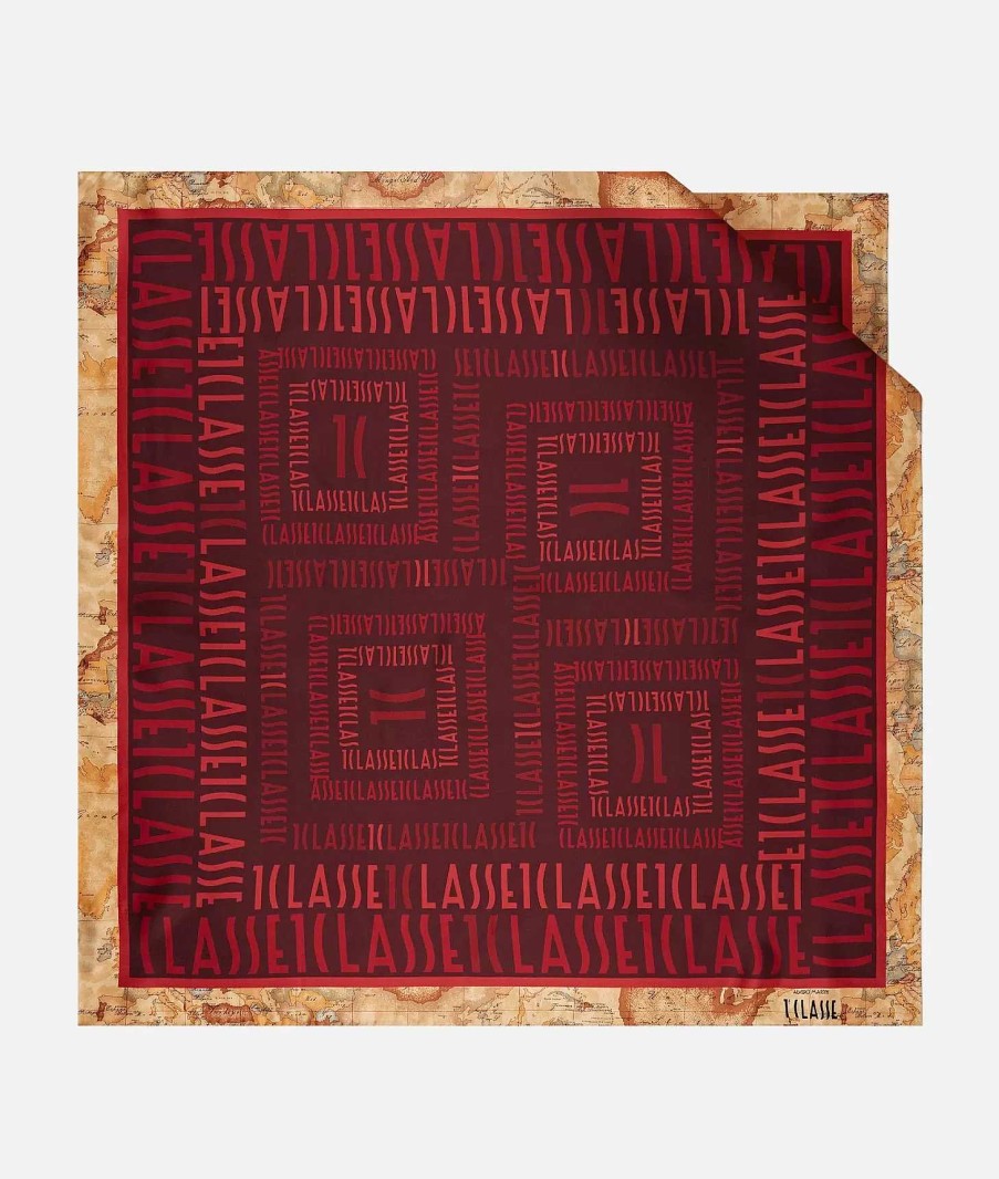 Alviero Martini Sciarpe & Foulard | Foulard Geo Logomania In Seta 90 X 90 Cabernet