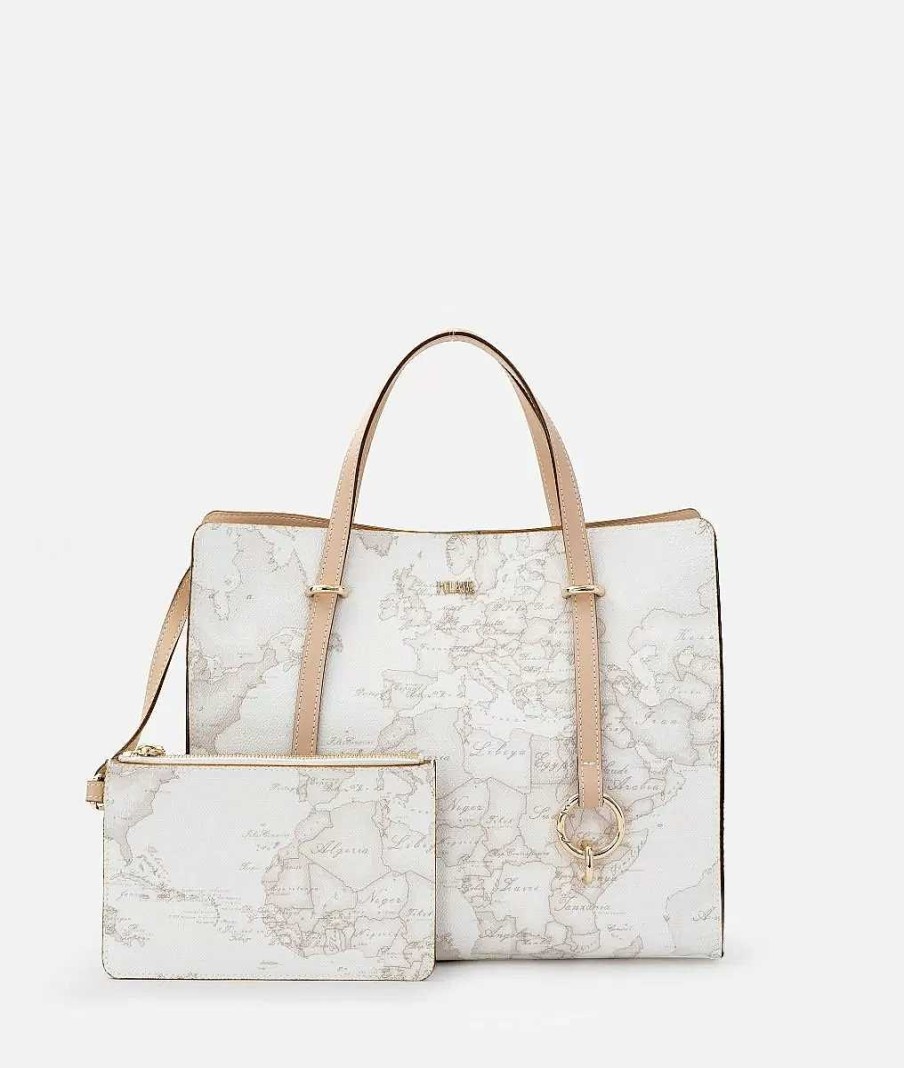 Alviero Martini Borse Shopping | Geo White Borsa Shopping Sfoderata