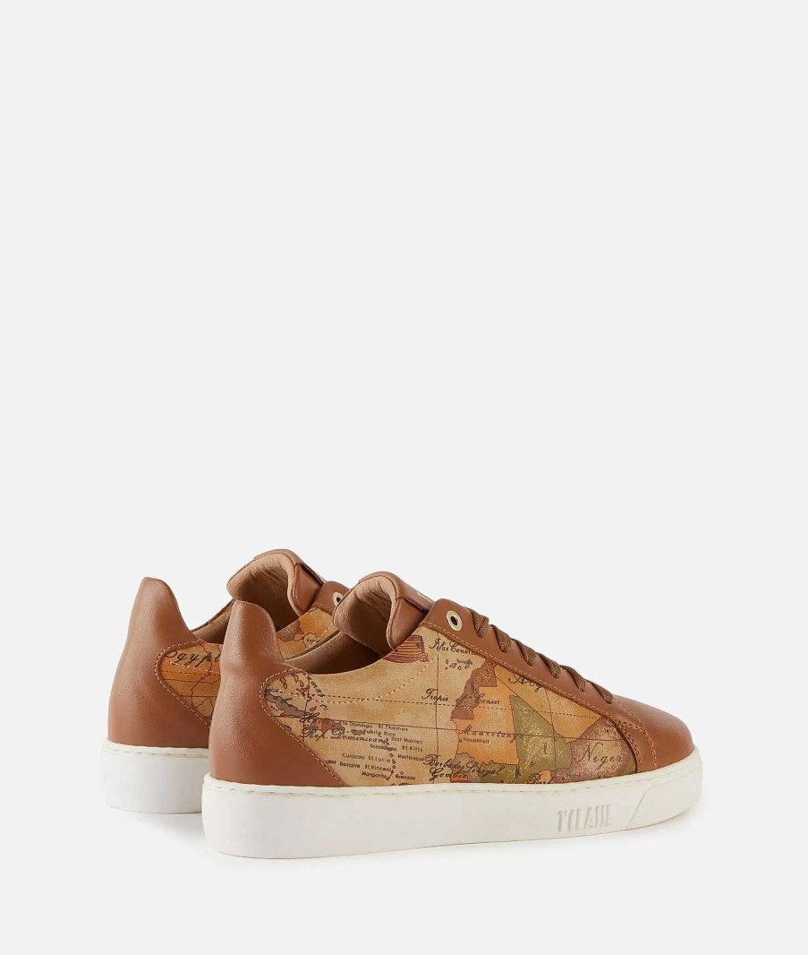 Alviero Martini Sneakers | Sneakers In Pelle Liscia Con Lati Geo Classic Cuoio