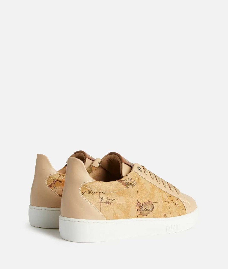 Alviero Martini Sneakers | Sneakers In Pelle Liscia Con Lati Geo Classic Naturali