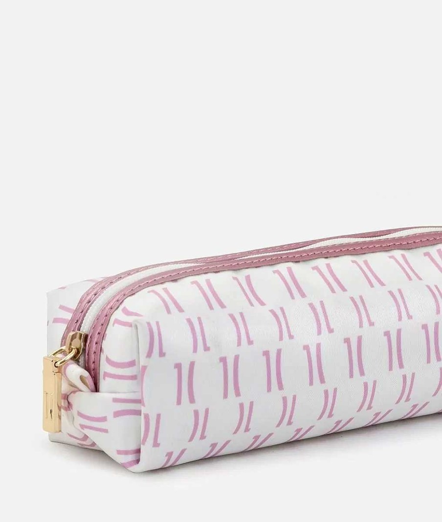 Alviero Martini Bustine & Beauty Case | Portamatite In Raso Stampa Monogram 1C Rosa Pallido