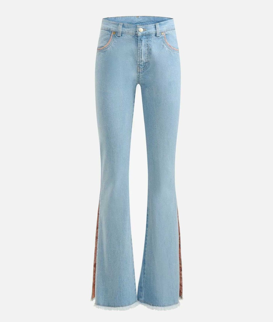 Alviero Martini Gonne & Pantaloni | Jeans Con Spicchio In Denim Stretch Blu Beach