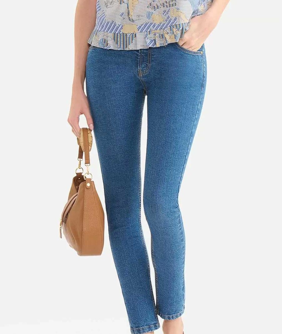 Alviero Martini Gonne & Pantaloni | Jeans 5 Tasche Slim In Denim Stretch Blu Stone