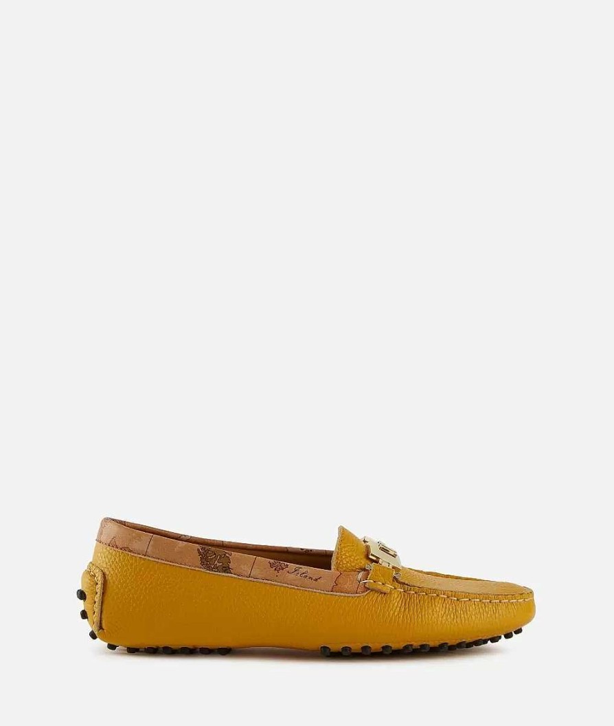 Alviero Martini Scarpe Basse | Mocassini In Pelle Granata Giallo Oro