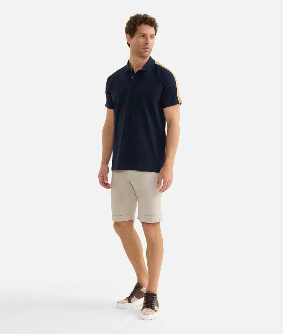 Alviero Martini Maglie, Camicie & T-Shirts | Polo In Jersey Di Cotone Piquet Con Dettagli Geo Classic Blu Navy