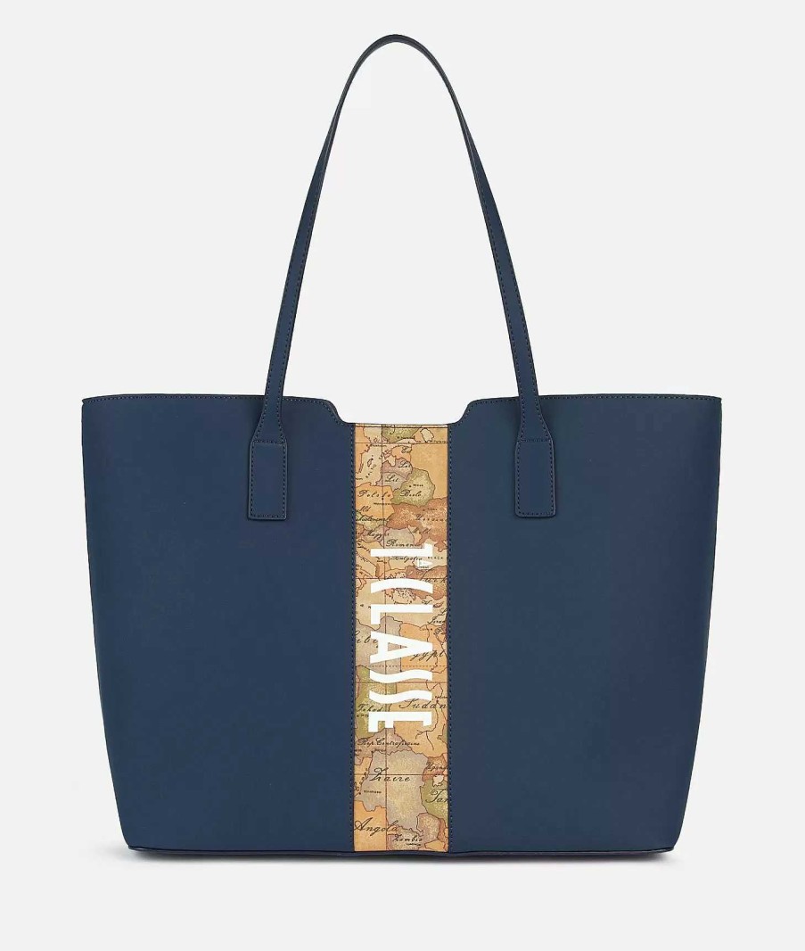 Alviero Martini Borse Shopping | Geo Atlantis Borsa Shopping Blu Navy