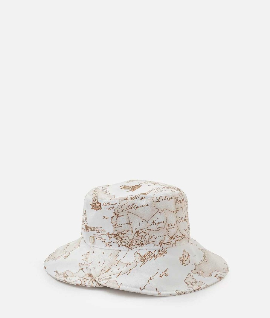 Alviero Martini Cappelli | Caschetto Con Falda Incrociata In Canvas Stampa Geo White