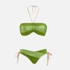 Alviero Martini Costumi & Beachwear | Color Block Satin Bikini A Fascia Verde Daiquiri