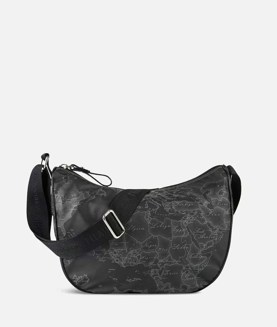 Alviero Martini Borse A Tracolla & Messenger | Geo Soft Black Borsa Media A Mezzaluna