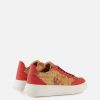 Alviero Martini Sneakers | Sneakers In Tessuto Stampa Saffiano Rosso Corallo