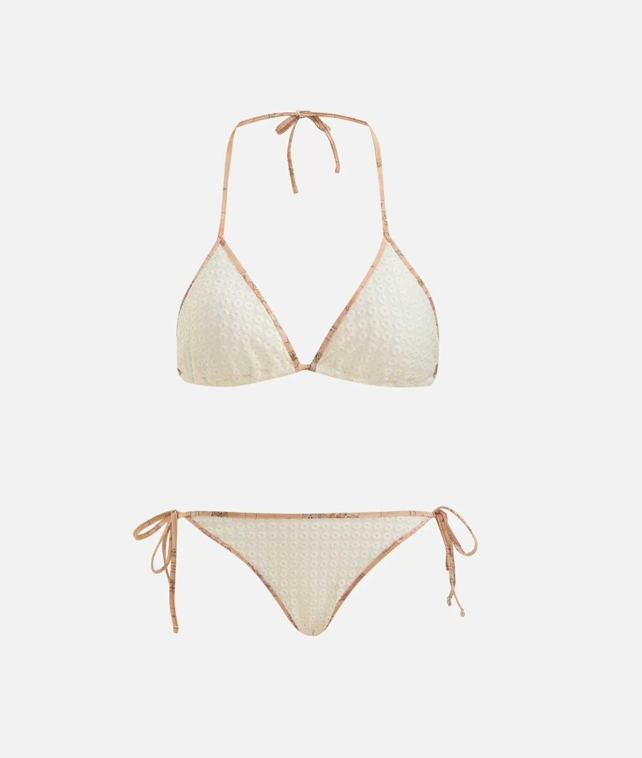 Alviero Martini Costumi & Beachwear | Luxury Bikini Triangolo Con Dettaglio Traforato Bianco