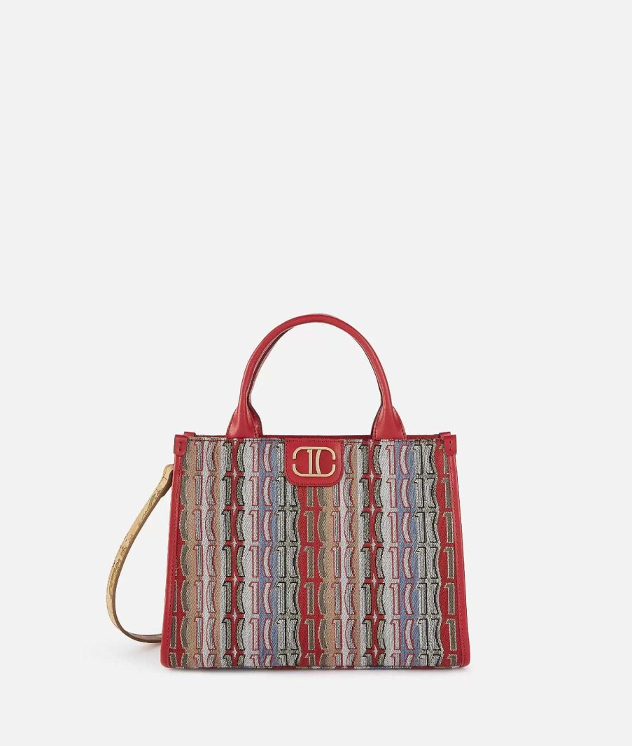 Alviero Martini Borse A Mano | 1C Jacquard Borsa A Mano Con Tracolla Lampone