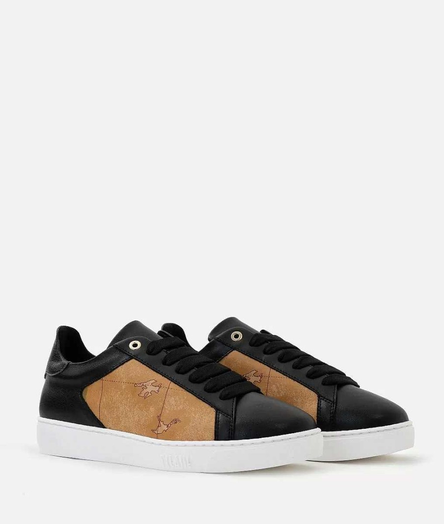 Alviero Martini Sneakers | Sneakers In Pelle Liscia Con Inserto Laminato Nere