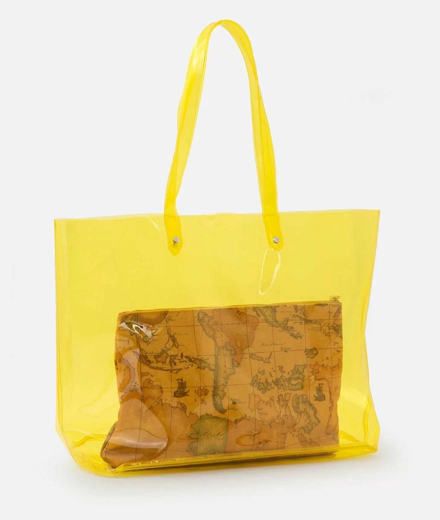 Alviero Martini Costumi & Beachwear | Borsa Mare Con Pochette Stampa Geo Classic Giallo Sole