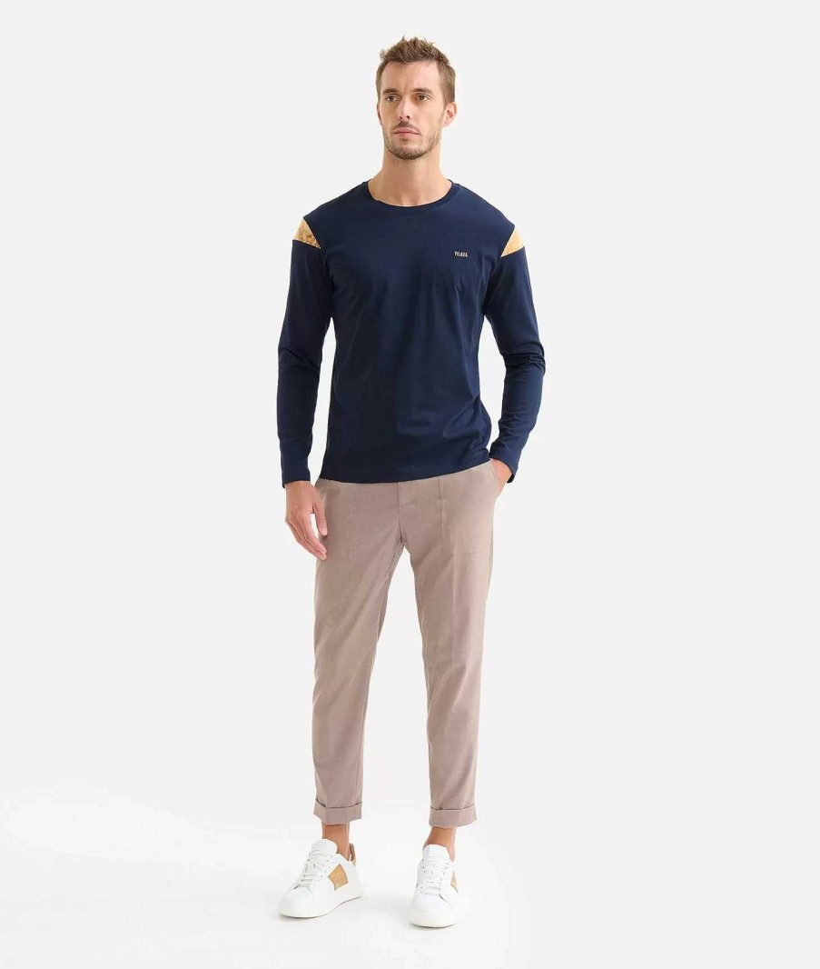 Alviero Martini Maglie, Camicie & T-Shirts | T-Shirt Manica Lunga In Cotone Blu Navy