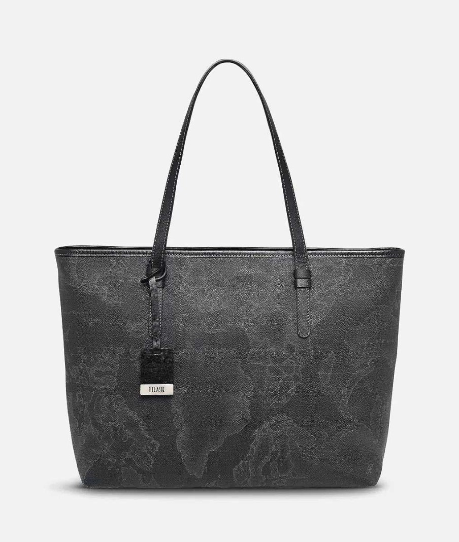 Alviero Martini Borse Shopping | Geo Black Borsa Shopping Grande Geo Dark