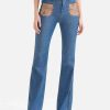 Alviero Martini Gonne & Pantaloni | Jeans Con Borchie In Denim Leggero Blu Doppio Stone