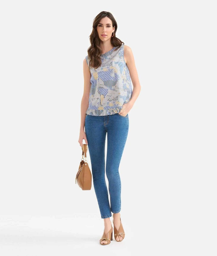 Alviero Martini Gonne & Pantaloni | Jeans 5 Tasche Slim In Denim Stretch Blu Stone