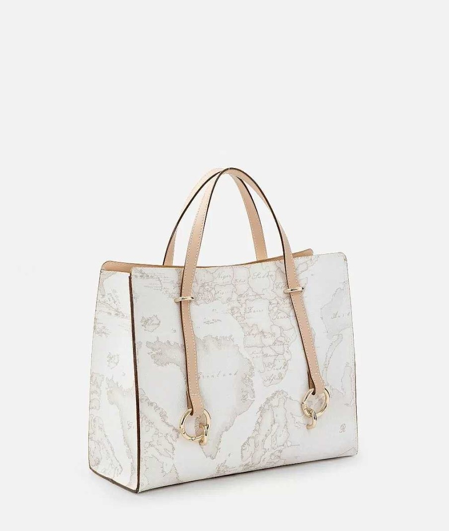 Alviero Martini Borse Shopping | Geo White Borsa Shopping Sfoderata