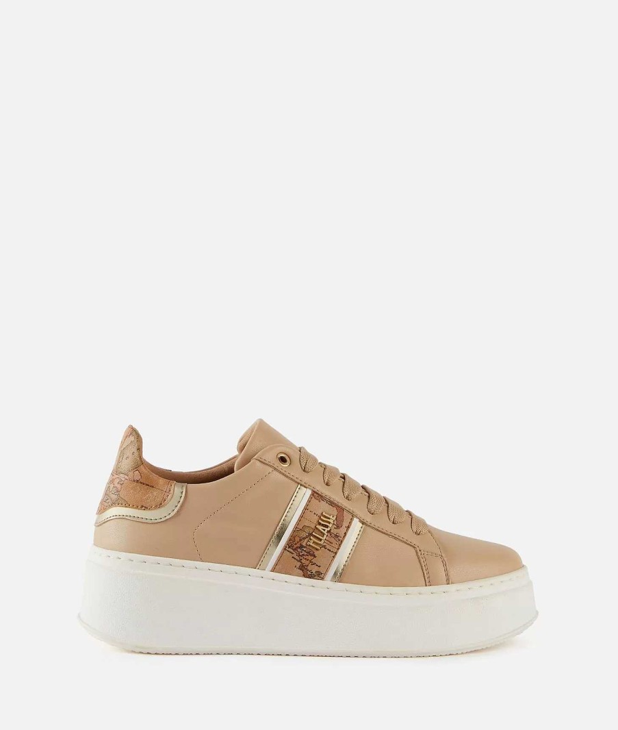 Alviero Martini Sneakers | Sneakers Alte In Eco Nappa Con Banda Laterale Geo Classic Naturali