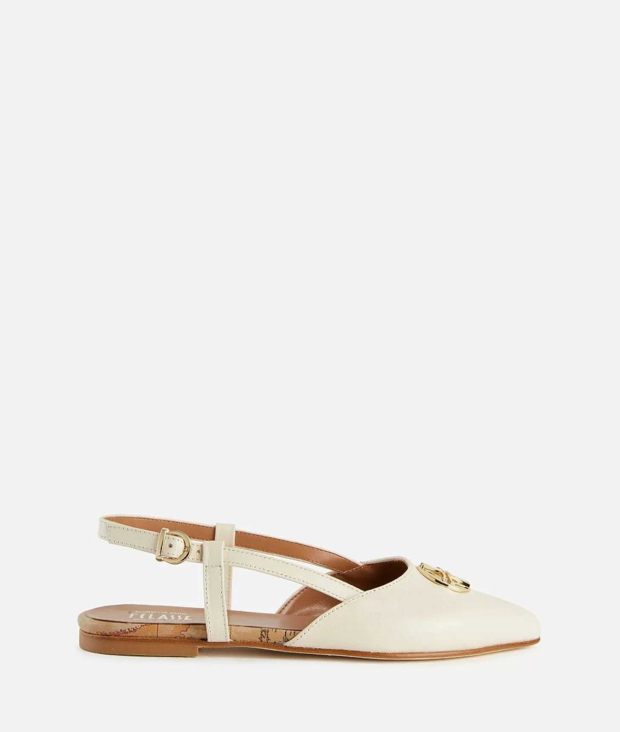 Alviero Martini Scarpe Basse | Slingback In Nappa Liscia Avorio