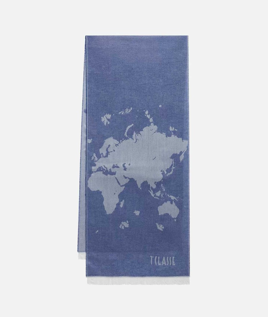 Alviero Martini Sciarpe & Foulard | Sciarpa Geo Pieno 40 X 180 Blu Tirreno