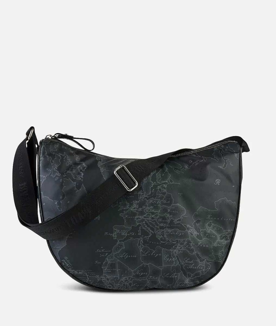 Alviero Martini Borse A Tracolla & Messenger | Geo Soft Black Borsa Grande A Mezzaluna