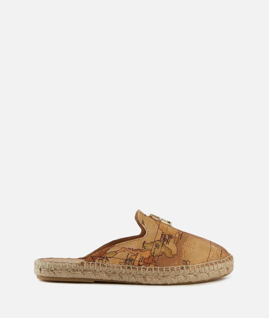 Alviero Martini Scarpe Basse | Espadrillas Sabot In Reps Stampa Geo Classic Naturali