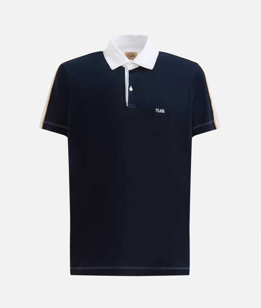 Alviero Martini Maglie, Camicie & T-Shirts | Polo In Jersey Di Cotone Piquet Con Logo 1 Classe Blu Navy