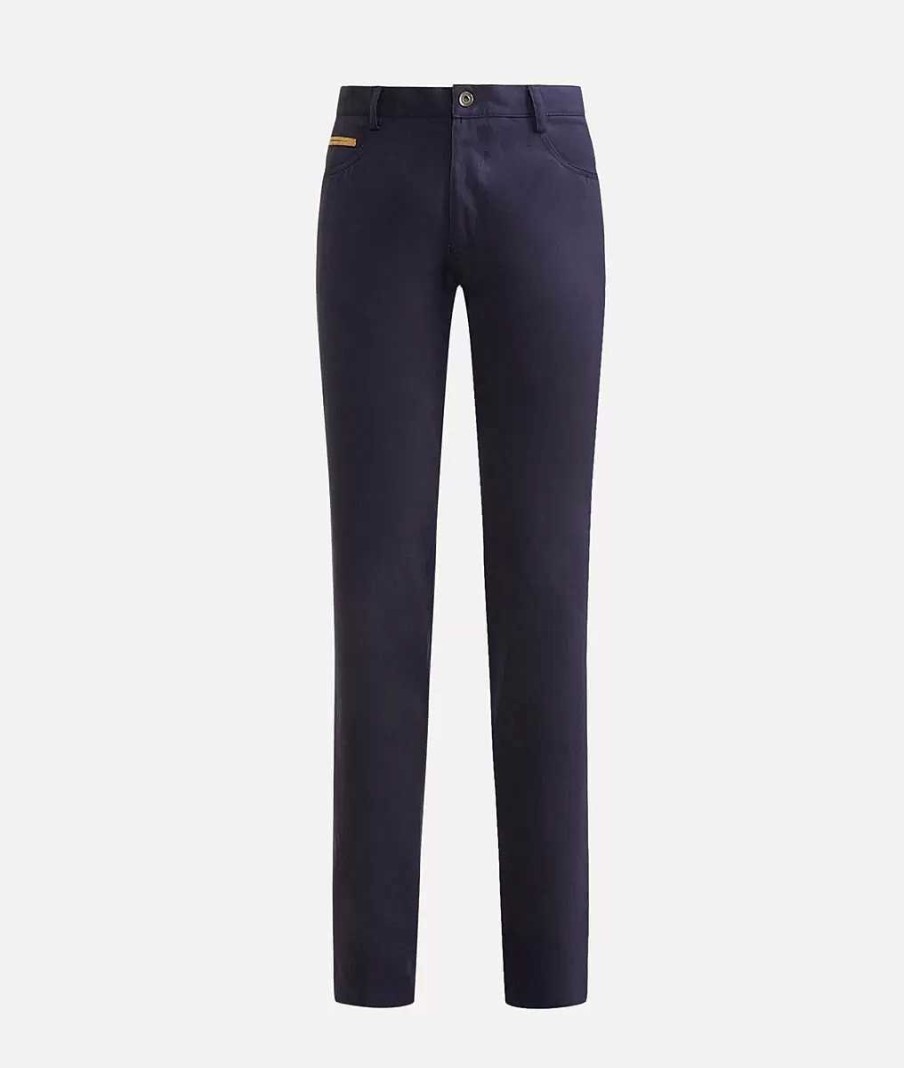 Alviero Martini Pantaloni | Pantaloni 5 Tasche Slim In Cotone Blu Navy