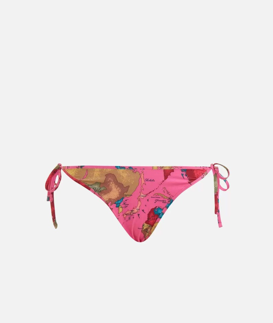 Alviero Martini Costumi & Beachwear | Geo Pop Slip Mare Con Laccetti Rosa Shocking