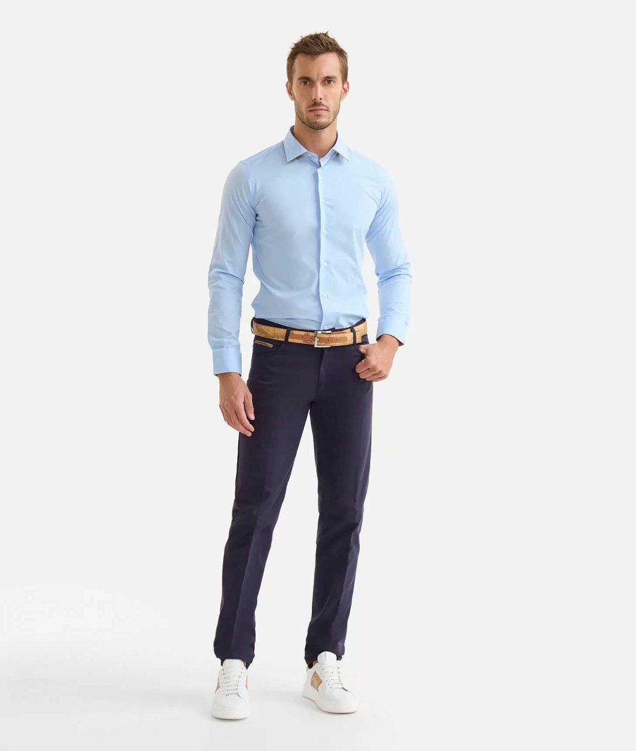 Alviero Martini Pantaloni | Pantaloni 5 Tasche Slim In Cotone Blu Navy