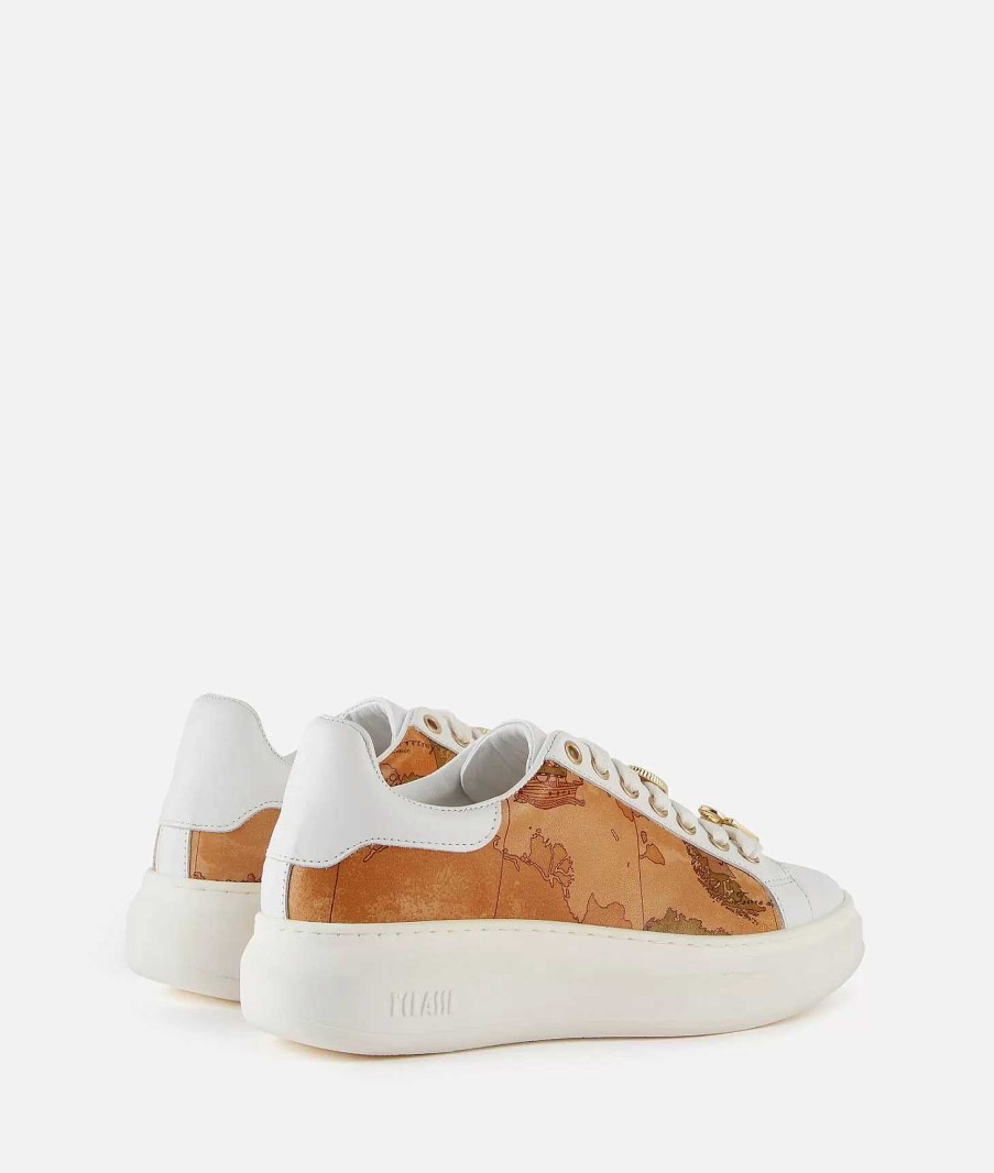 Alviero Martini Sneakers | Sneakers In Pelle Liscia E Nappa Geo Classic Con Passalacci Bianche