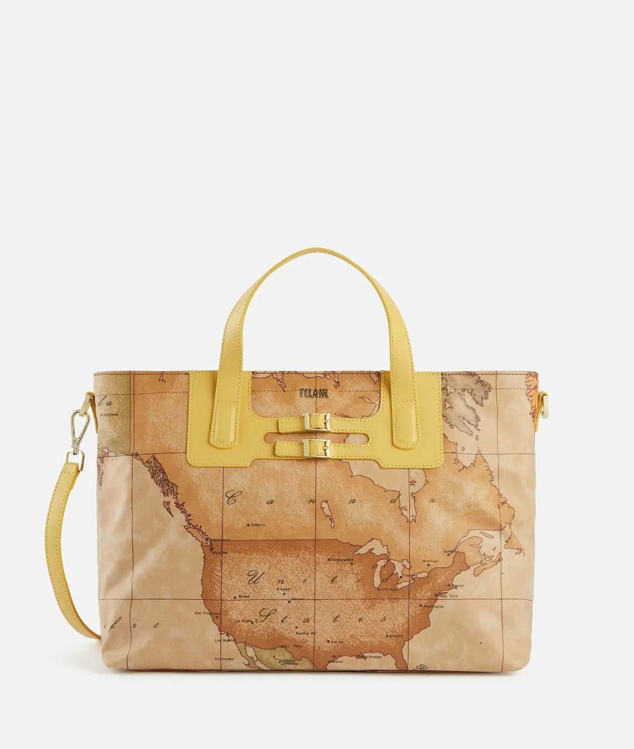 Alviero Martini Borse A Mano | Soft Atlantic Borsa A Mano Con Tracolla Giallo Oro