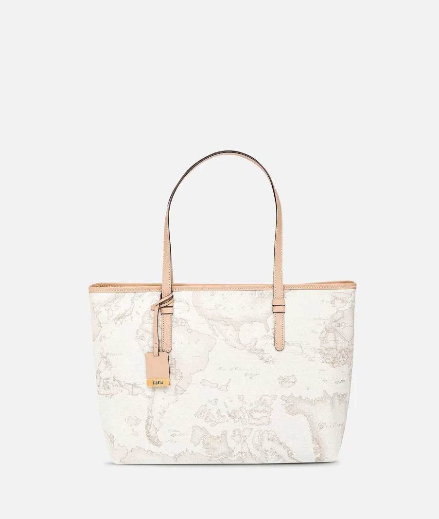 Alviero Martini Borse Shopping | Geo White Borsa Shopping Grande