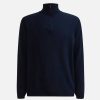 Alviero Martini Maglie, Camicie & T-Shirts | Mezza Zip Con Toppe In Misto Lana Blu Notte