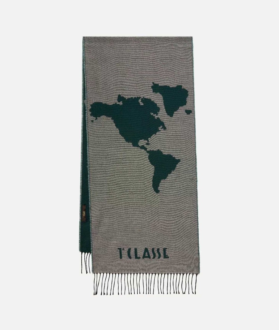 Alviero Martini Sciarpe & Foulard | Sciarpa Geo Pieno Misto Lana Vergine 42 X 195 Verde Smeraldo