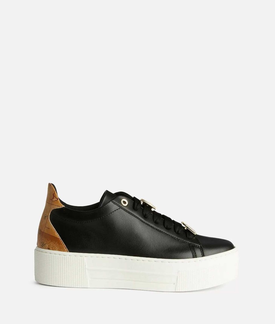 Alviero Martini Sneakers | Sneakers Alte In Eco Nappa Con Passalacci Nere