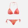 Alviero Martini Costumi & Beachwear | Bahamas Bag Bikini Triangolo Stampa Tropical Rosso Corallo