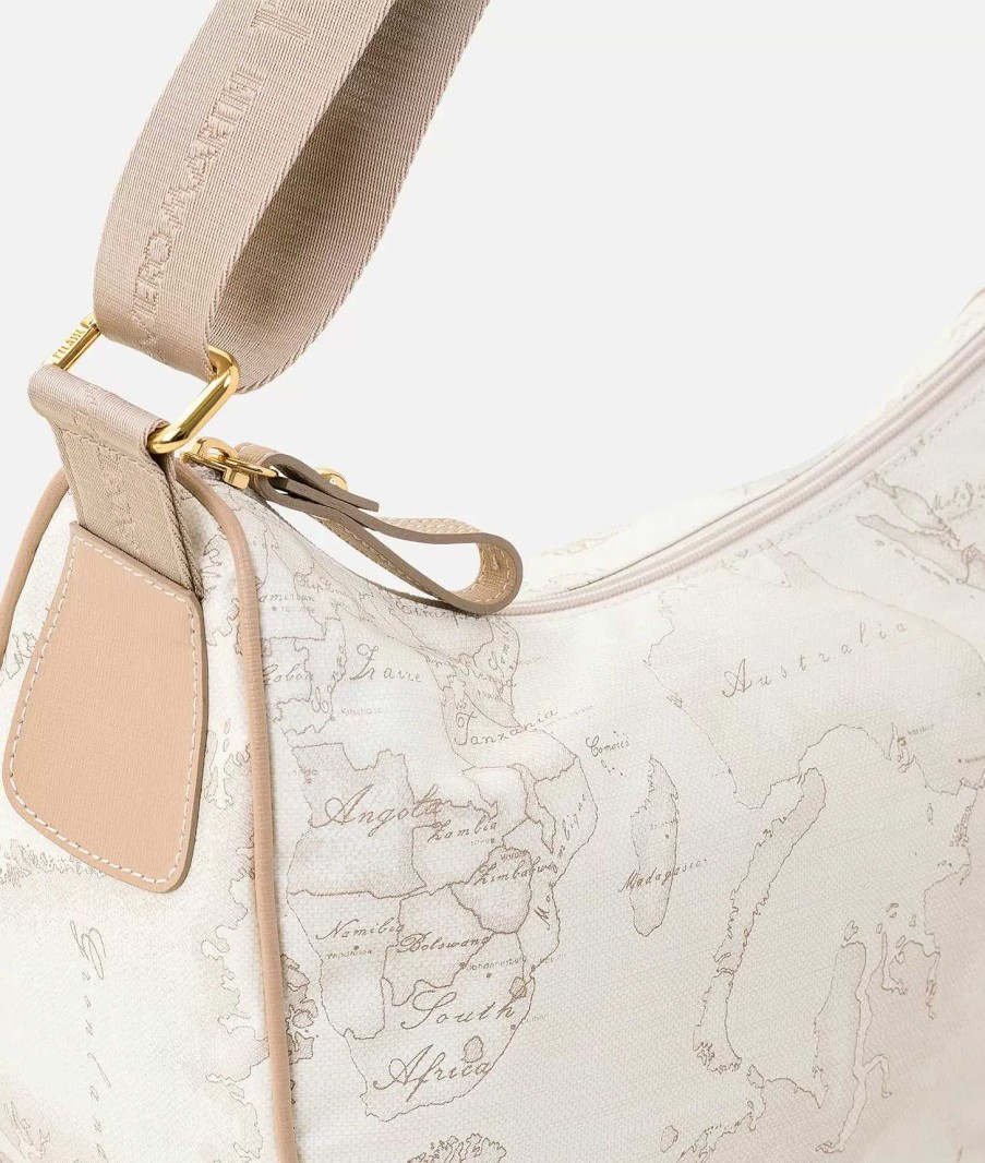 Alviero Martini Borse A Tracolla | Geo Soft White Borsa Piccola A Mezzaluna