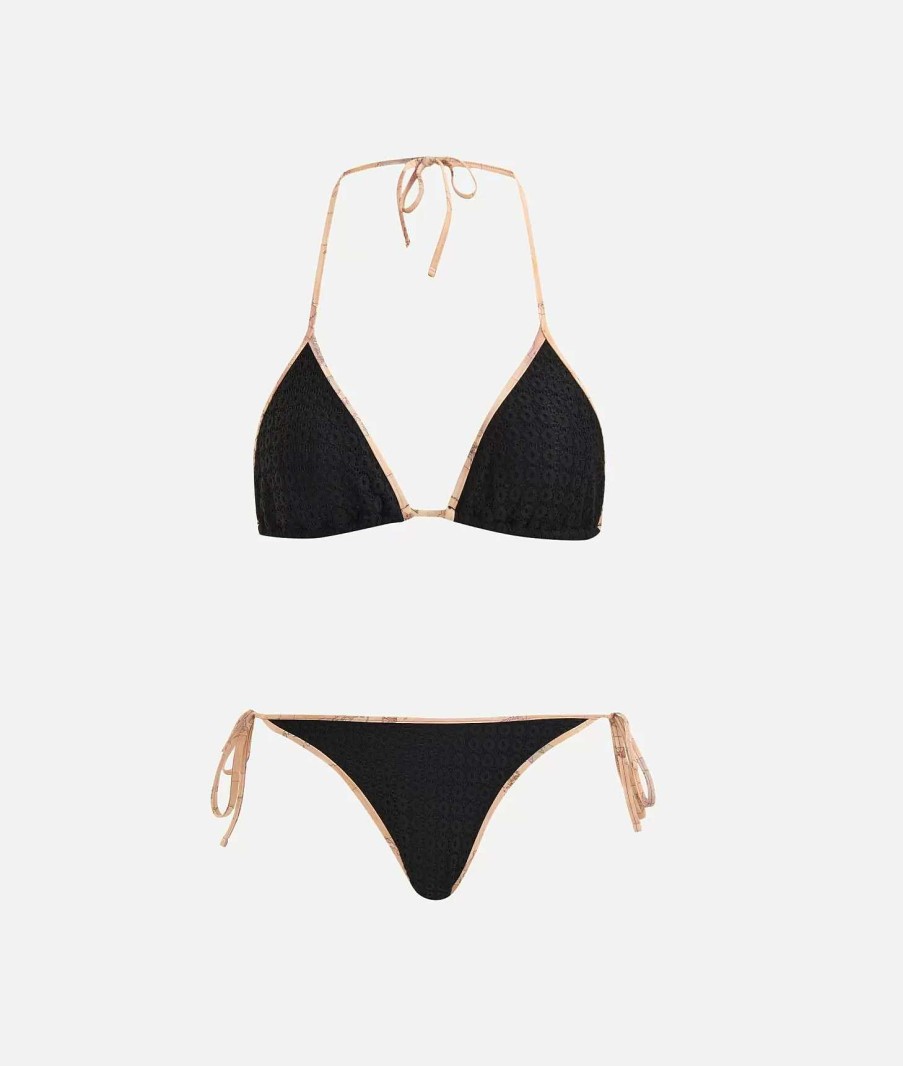 Alviero Martini Costumi & Beachwear | Luxury Bikini Triangolo Con Dettaglio Traforato Nero