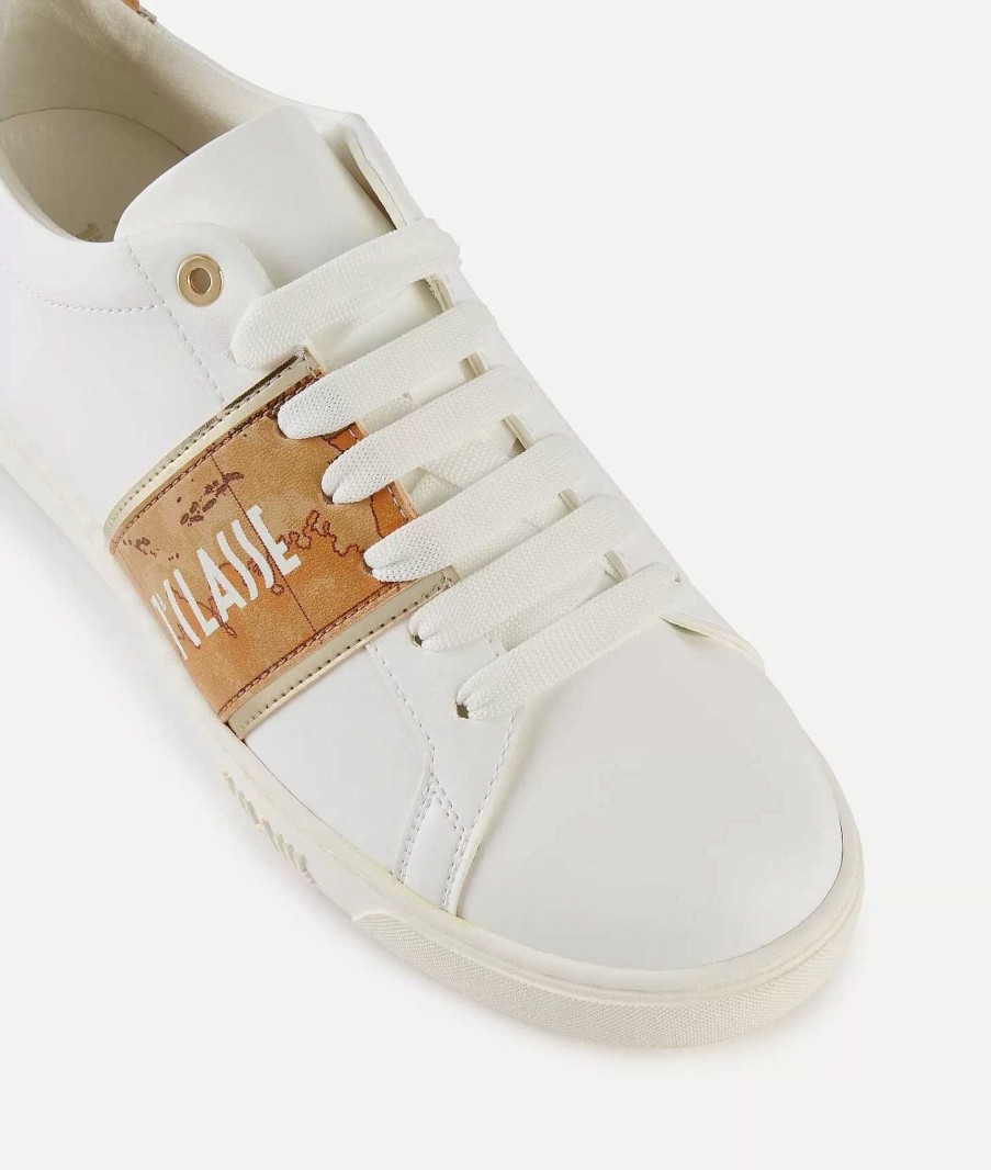 Alviero Martini Sneakers | Sneakers In Eco Nappa Con Banda Laterale Geo Classic Bianche