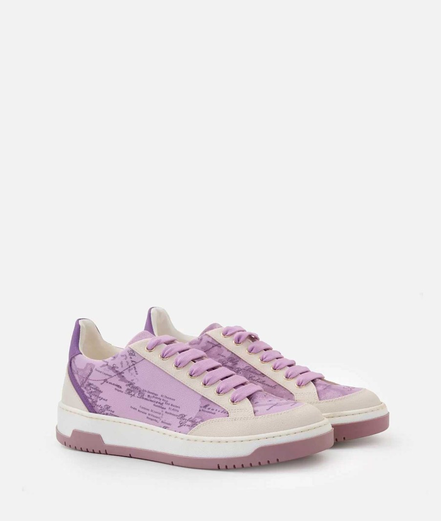 Alviero Martini Sneakers | Sneakers In Tessuto Saffiano Stampa Geo Orchidea Malva