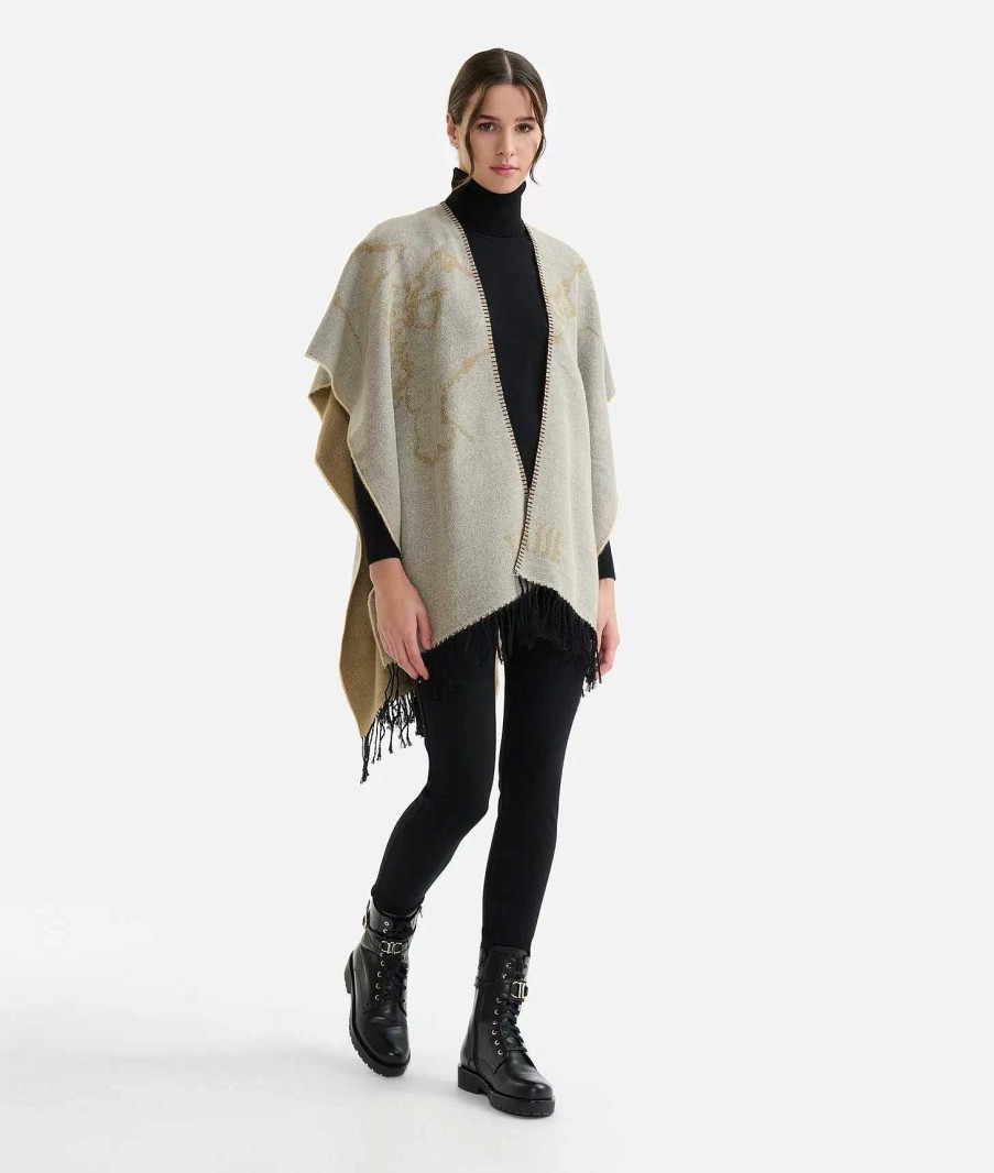 Alviero Martini Poncho & Mantelle | Mantella Geo Filetti 80 X 180 Naturale