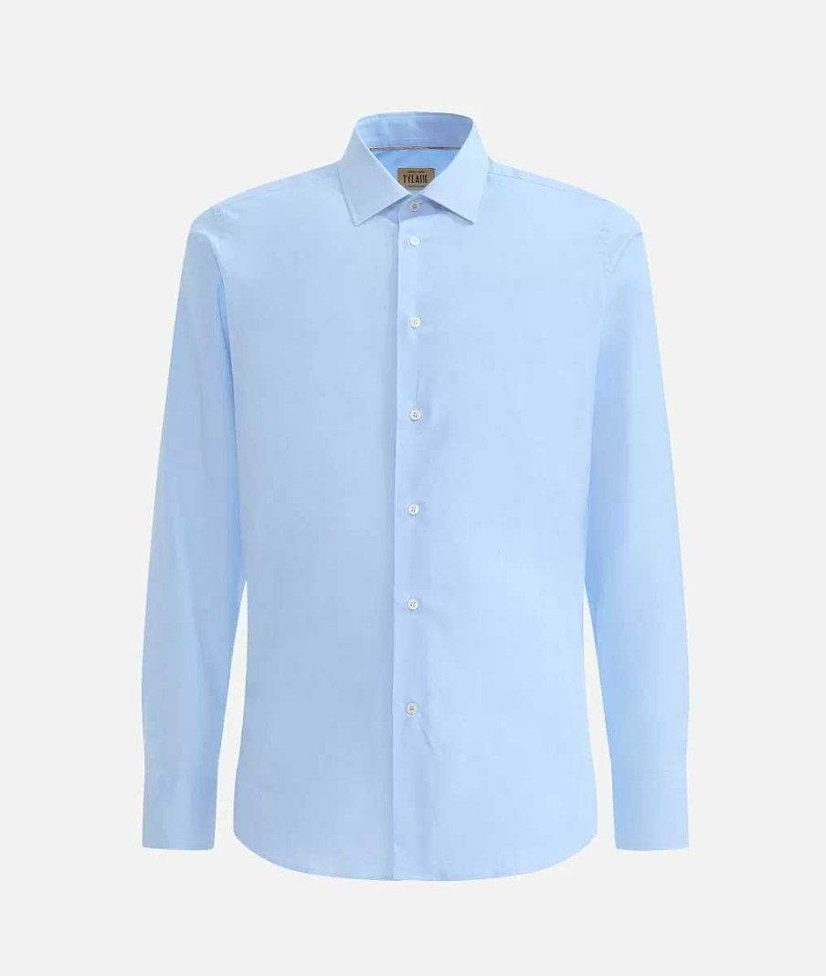 Alviero Martini Maglie, Camicie & T-Shirts | Camicia Slim Fit In Cotone Con Toppe Azzurra