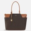 Alviero Martini Borse A Spalla | Monogram Borsa Shopping Con Tasche Cuoio