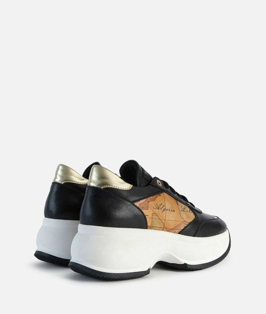 Alviero Martini Sneakers | Geo Crossing Fondo Alto In Pelle Liscia Nere