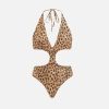 Alviero Martini Costumi & Beachwear | Costume Intero Con Tagli Laterali Geo Animalier Naturale