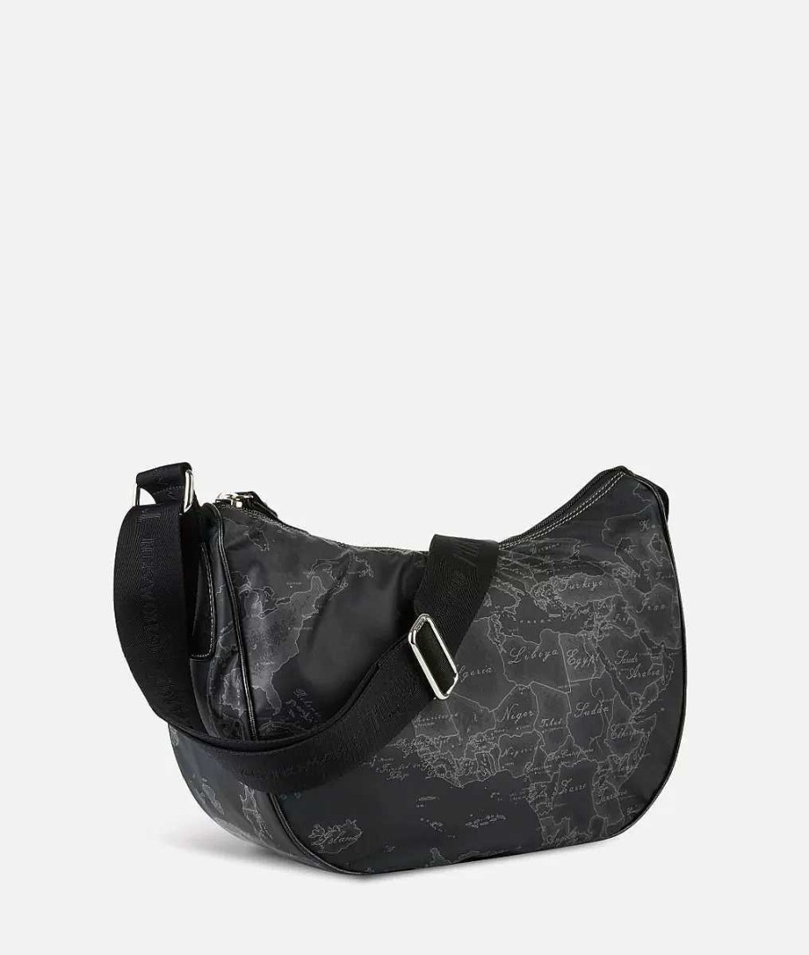 Alviero Martini Borse A Tracolla & Messenger | Geo Soft Black Borsa Media A Mezzaluna