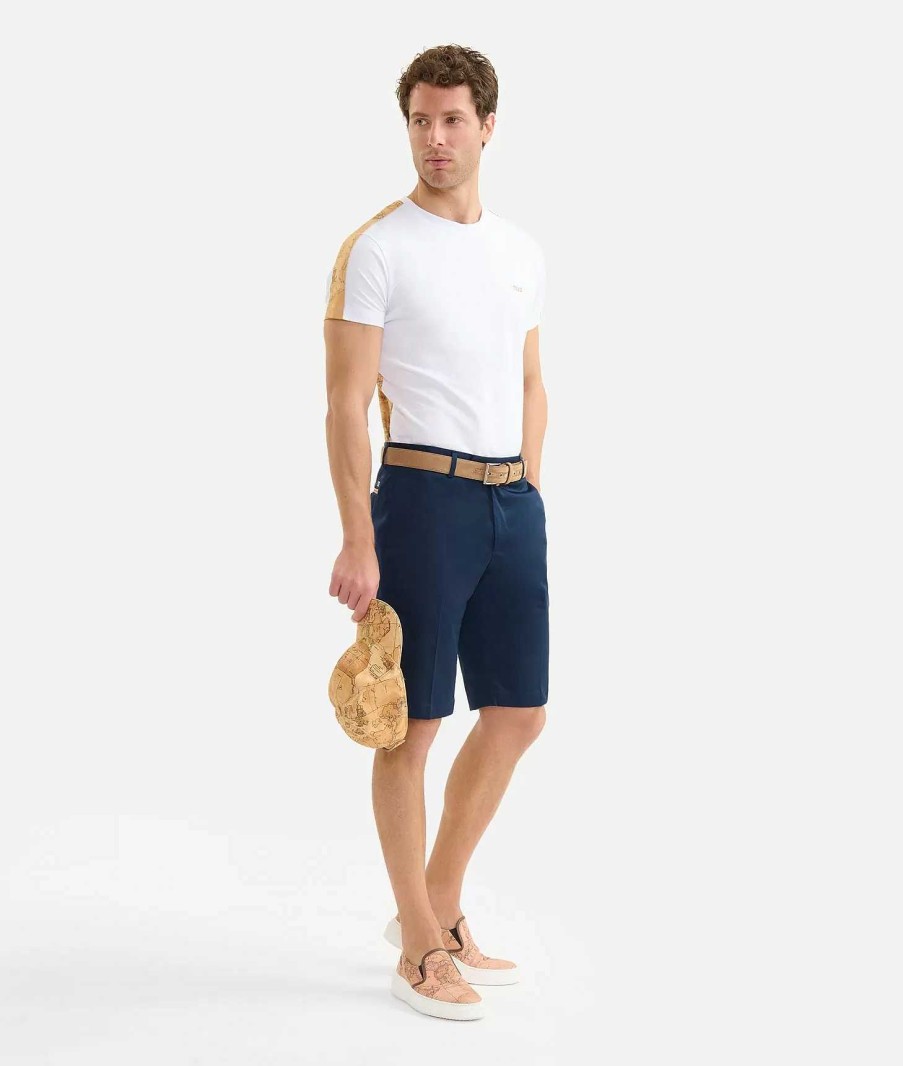 Alviero Martini Pantaloni | Shorts In Cotone Stretch Blu Navy